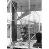 Powerplant of unidentified Wright aircraft.  From left: radiator, engine, fuel tank.