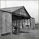 An aircraft hangar.