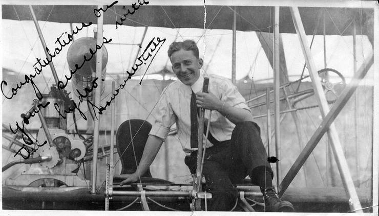Photograph of Howard Waite in an early Wright Model B.