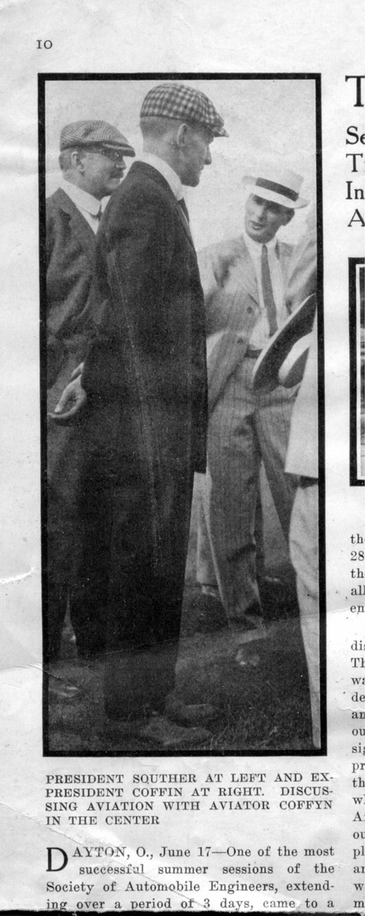 Clipping of Frank Coffyn from the Society of Automobile Engineers magazine.