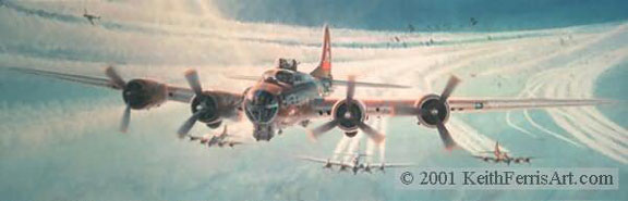 Flying Fortresses Under Fire painting
