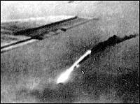 B-29 falls in flames