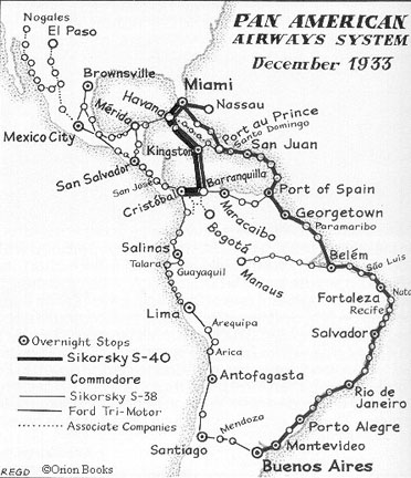 Pan Am Route Map  1933
