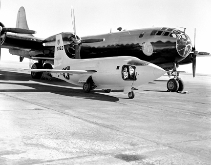 X-1-2 on ramp with Boeing B-29
