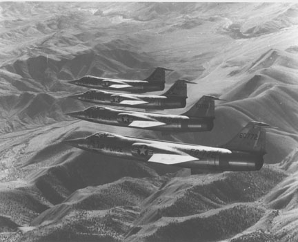 The Lockheed F-104 was the first fighter to fly at twice the speed of sound.
