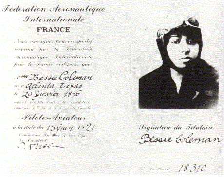 Bessie Coleman's pilot's license
