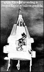 Kittinger ascending in Excelsior balloon gondola