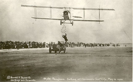 Clyde Pangborn falling from plane