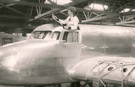 Amelia Earhart in her Lockheed Electra