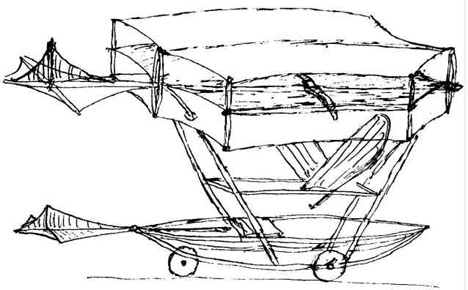 George Cayley's 1849 glider. He carried a young boy aloft in this aircraft