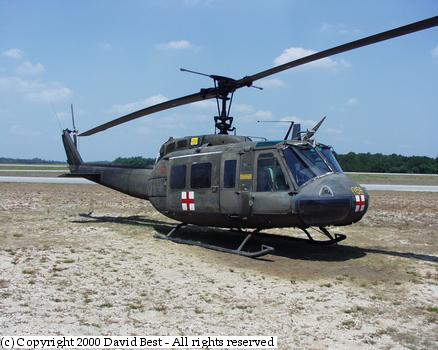 The UH-1H Huey was commonly used as a medevac helicopter in Vietnam. 