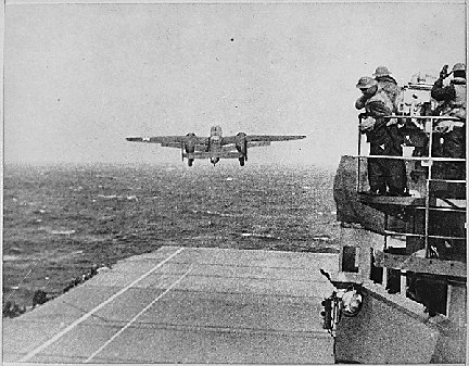 B-25 taking off from carrier deck on Doolittle Tokyo raid