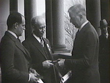 Orville Wright receiving the Distingushed Flying Cross.